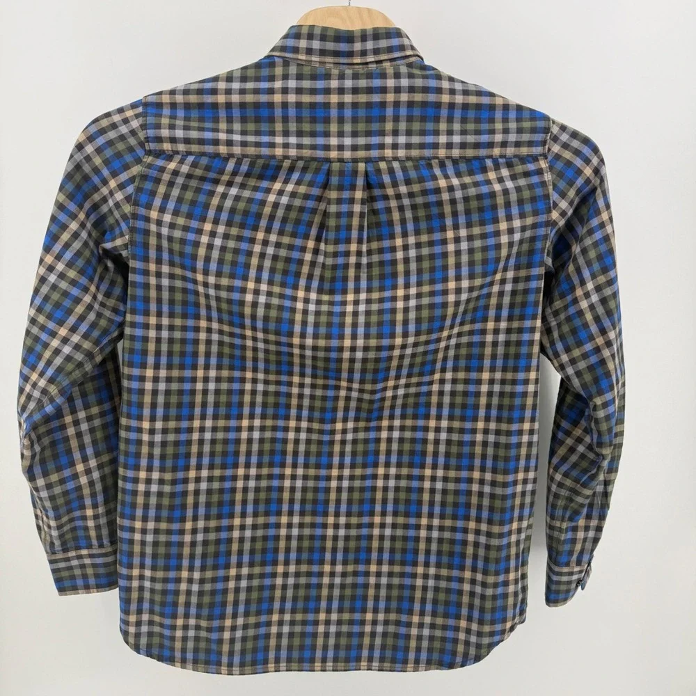The North Face Mens Plaid Long Sleeve Button‎ Down Shirt Blue Green Tan Medium